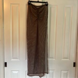 Fashion Nova Swimsuit Coverup Sleeveless Mesh Dress Brown‎ Ruched Size L